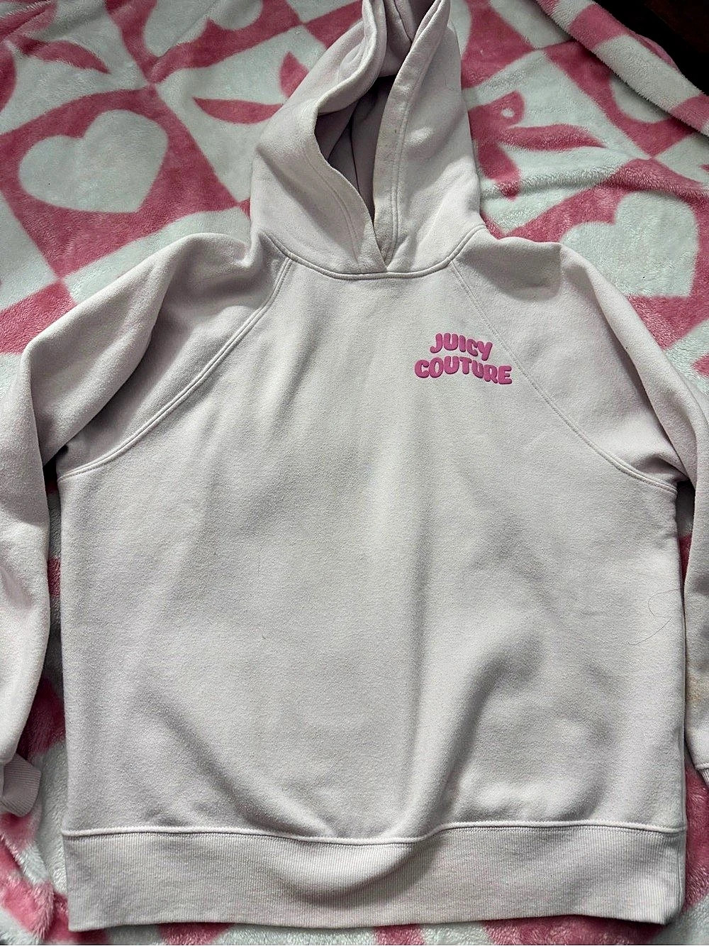 Juicy Couture Puffy Script Logo Pullover Hoodie Pink XS